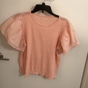LOFT Light Peach Flutter Cotton Sleeves on a knit Top